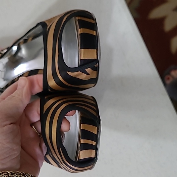 Jessica Simpson PENN opentoe animal print slingback platform wedges size 8.5 - Picture 7 of 11